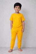 Kids Bright Yellow Cotton T-Shirt & Jogger Pants Set