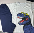 Kids Dinosaur Print T-Shirt & Navy Jogger Set – Trendy Casual Outfit